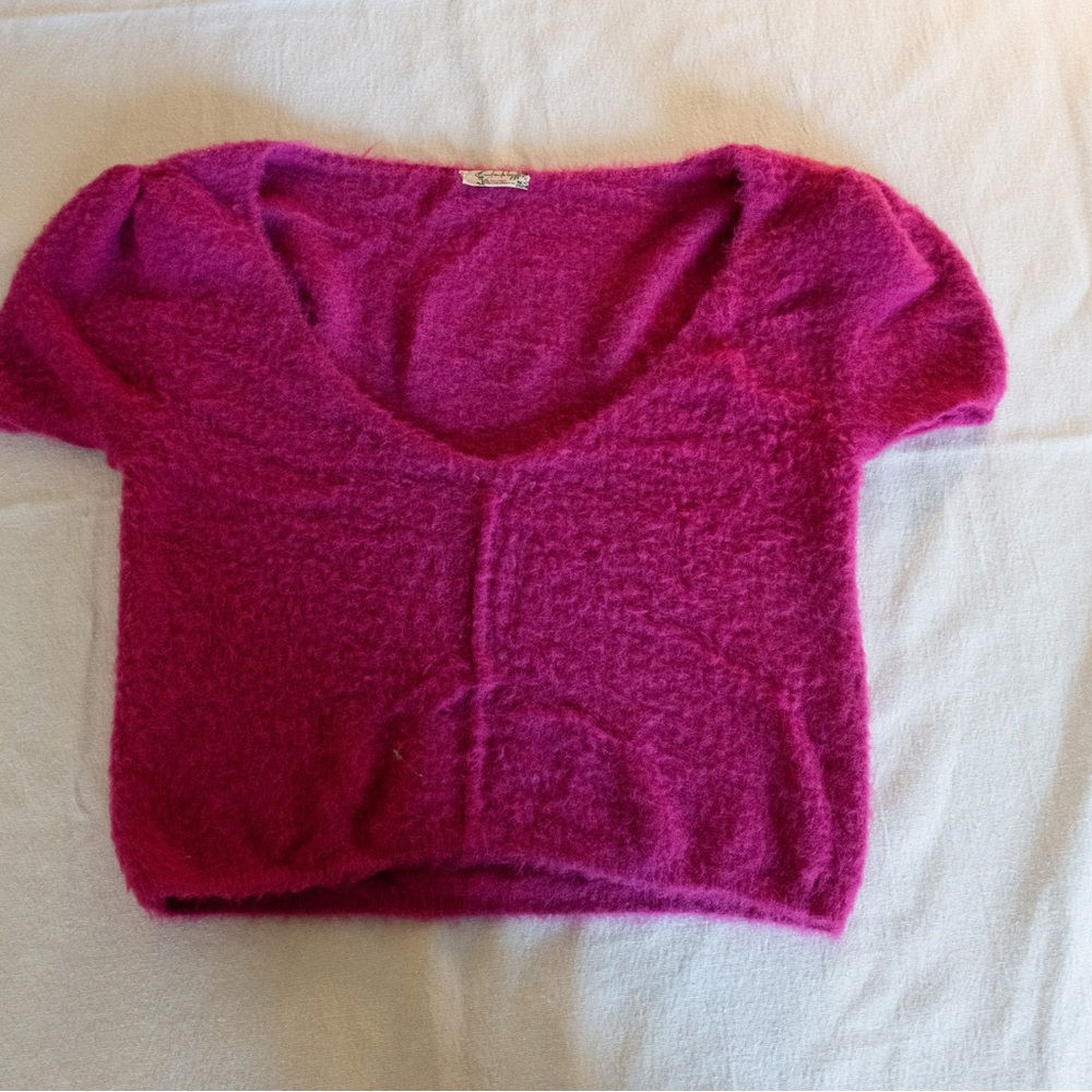 Free People Pink V-Neck Sweater